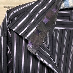 Polifroni Milano NWT Men's Black Stripe Button Shirt Size XL